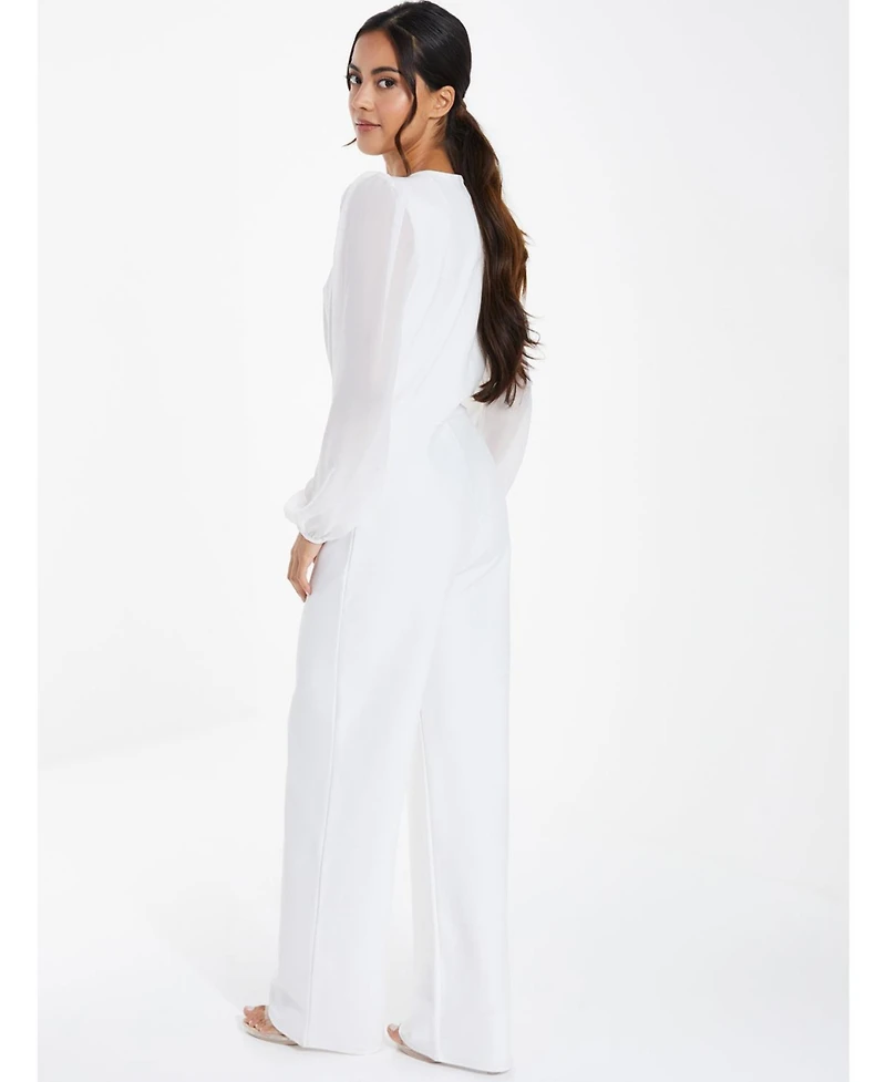 Quiz Women's Black Chiffon Buckle Palazzo Jumpsuit