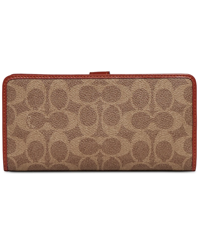 Coach Signature Monogram Coated Canvas Skinny Wallet