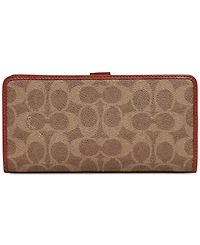 Coach Signature Monogram Coated Canvas Skinny Wallet