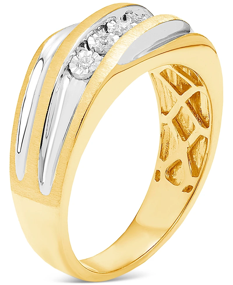 Men's Diamond Two-Tone Swirl Ring (1/10 ct. t.w.) in Sterling Silver & 18k Gold-Plate