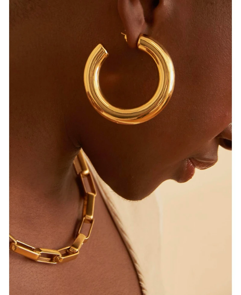 Oma The Label Women's Chubby Large 18K Gold-Plated Brass Hoops Earrings
