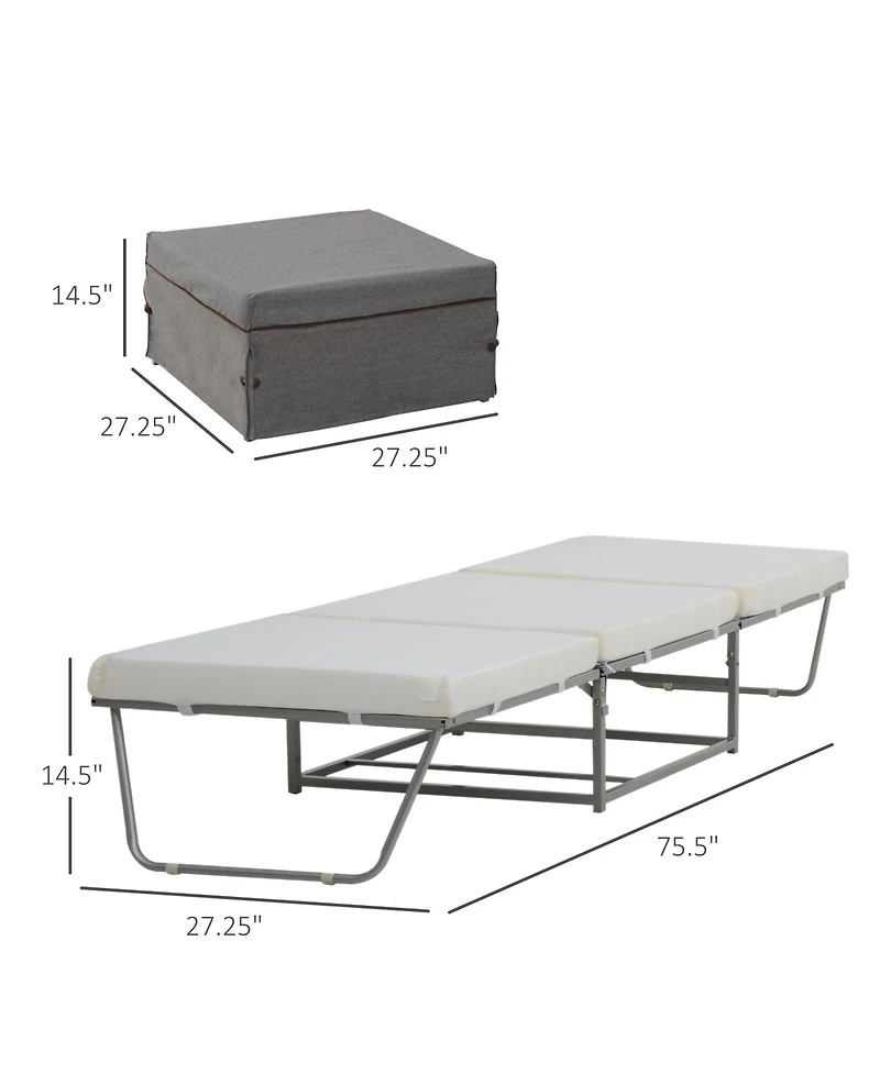 Homcom Convertible Ottoman, Guest Sleeper Bed,