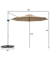 11' Patio Cantilever Offset Umbrella 360 degrees Rotation Aluminum