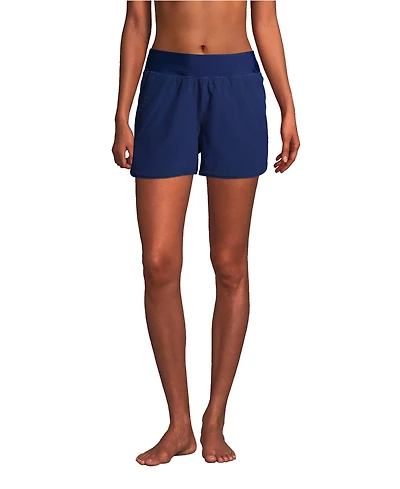 Lands' End Women's 3" Quick Dry Elastic Waist Board Shorts Swim Cover-up with Panty