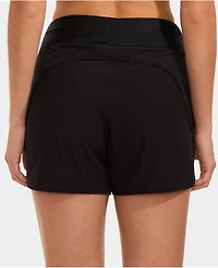 Lands' End Women's 5" Quick Dry Elastic Waist Board Shorts Swim Cover-up with Panty