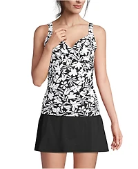 Lands' End Petite V-Neck Wrap Underwire Tankini Swimsuit Top Adjustable Straps