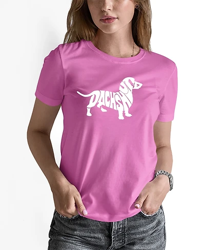 La Pop Art Women's Word Art Dachshund Short Sleeve T-shirt