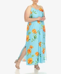 White Mark Plus Floral Strap Maxi Dress