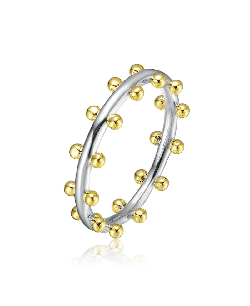 Ra White Gold Plated and 14K Bead Band Ring