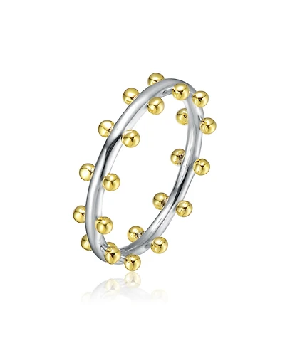 Ra White Gold Plated and 14K Bead Band Ring