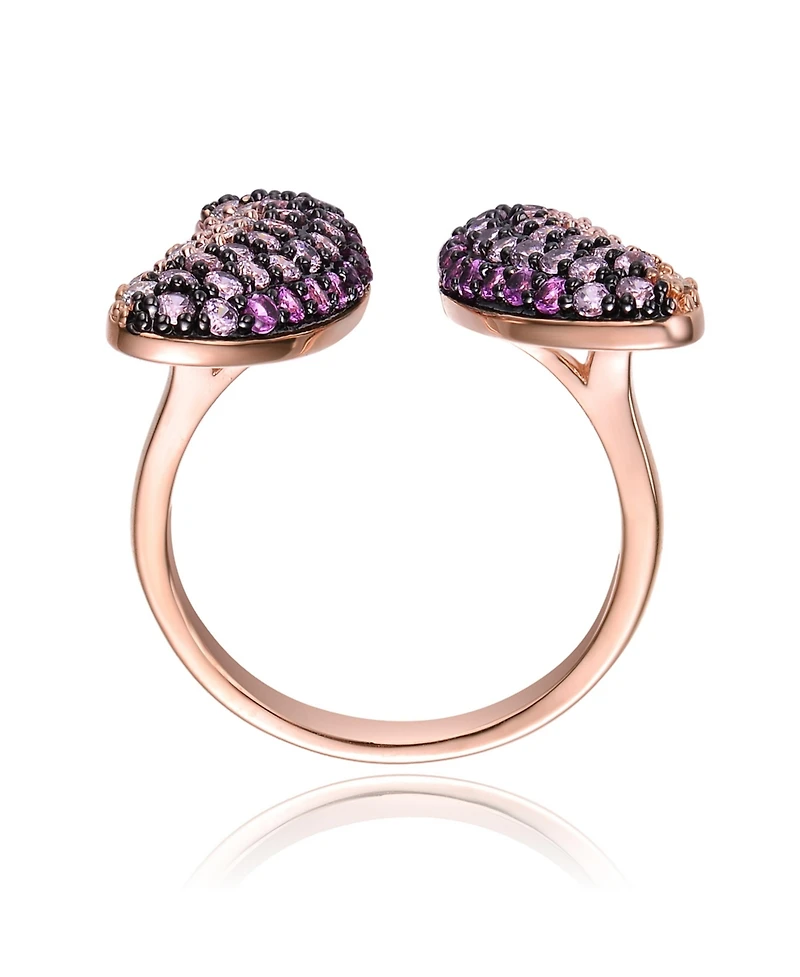 Ra 18K Rose Gold and Black Plated Multi Colored Cubic Zirconia butterfly Ring