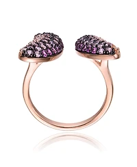 Ra 18K Rose Gold and Black Plated Multi Colored Cubic Zirconia butterfly Ring