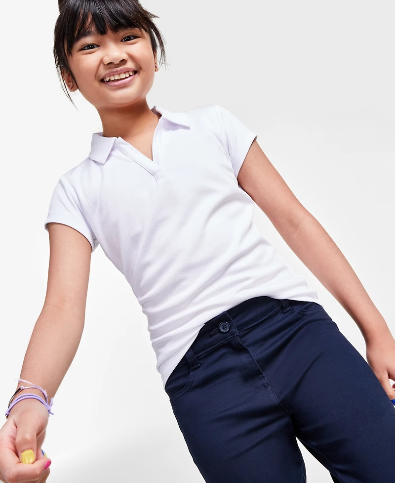 Nautica Big Girls Uniform Short Sleeve Performance Knit Polo Top