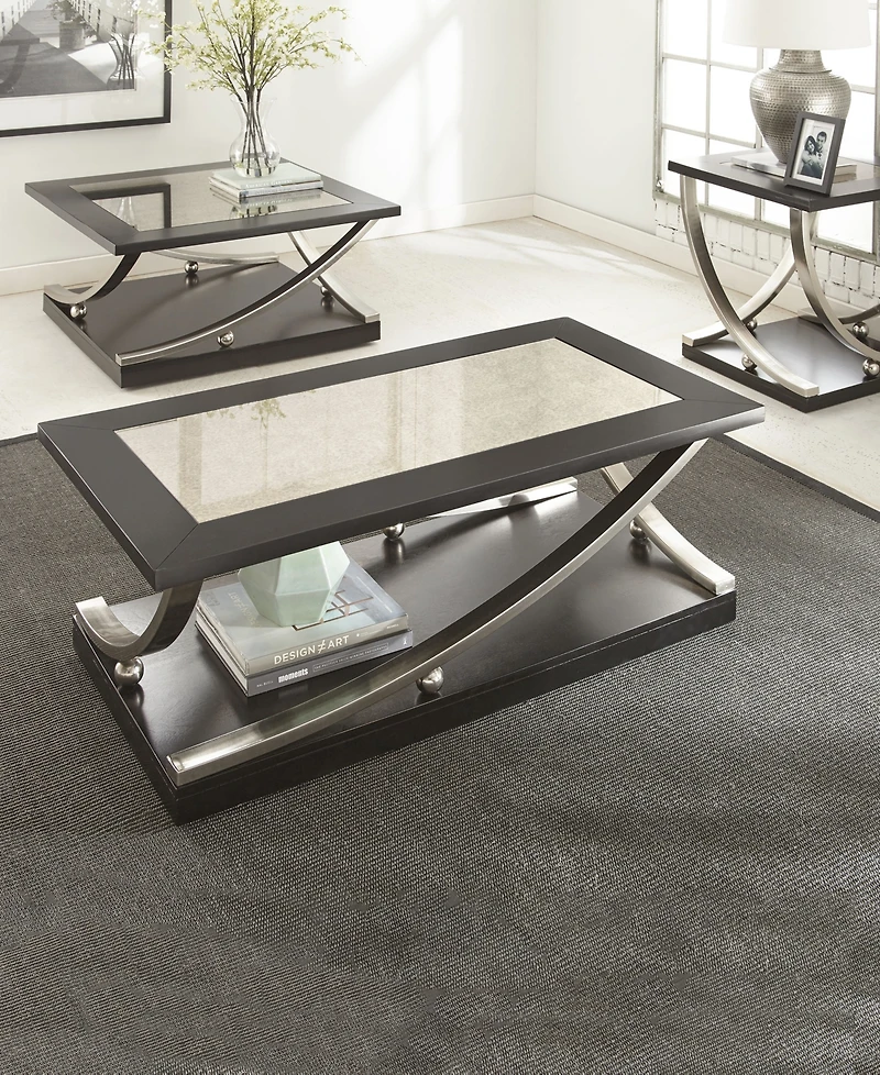 Steve Silver Ramsey 48" Wood and Metal Cocktail Table with Casters