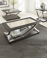 Steve Silver Ramsey 48" Wood and Metal Cocktail Table with Casters