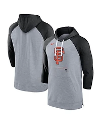 Men's Nike Heather Gray, Black San Francisco Giants Baseball Raglan 3/4 Sleeve Pullover Hoodie