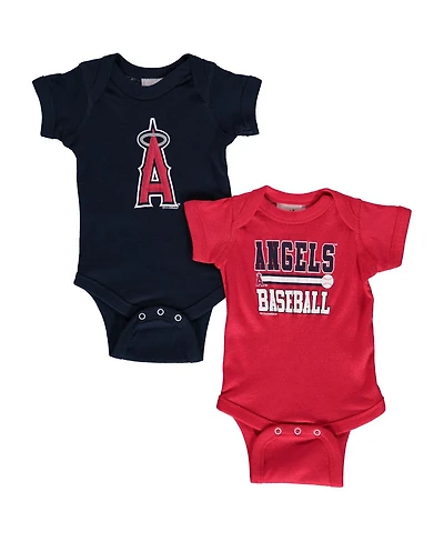 Newborn and Infant Boys Girls Soft As A Grape Red, Navy Los Angeles Angels 2-Piece Body Suit