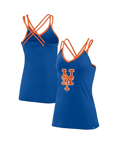 Women's Fanatics Royal New York Mets Barrel It Up Cross Back V-Neck Tank Top