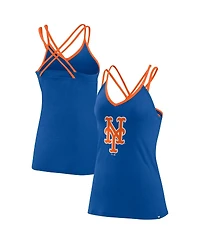 Women's Fanatics Royal New York Mets Barrel It Up Cross Back V-Neck Tank Top