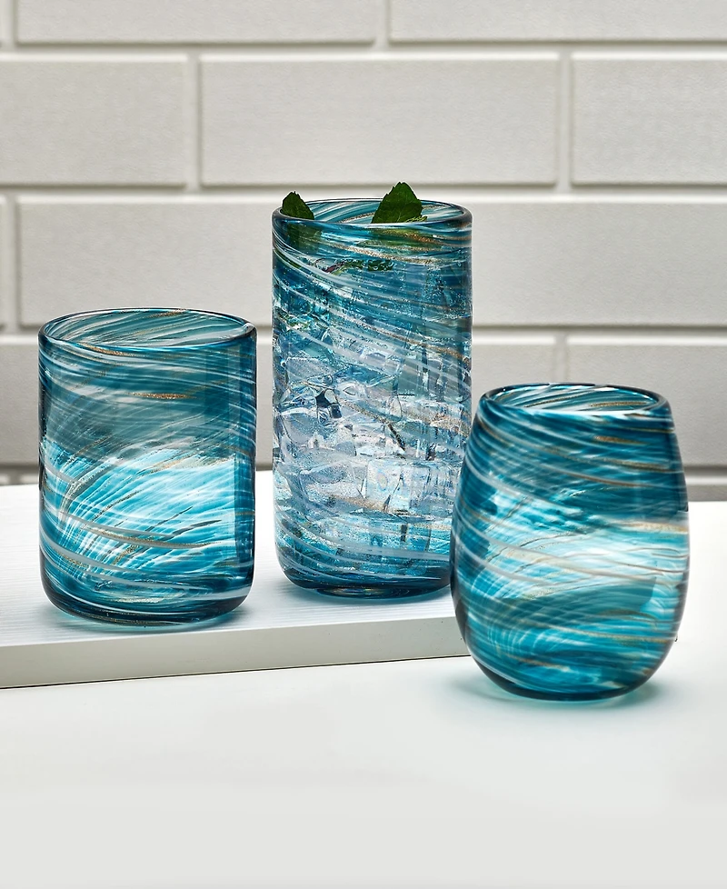 Mikasa Color Swirl 15 Ounce Double Old Fashion Drinking Glass 4-Piece Set