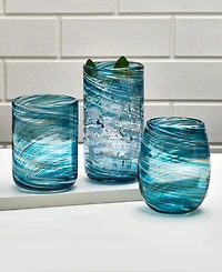 Mikasa Color Swirl 15 Ounce Double Old Fashion Drinking Glass 4-Piece Set