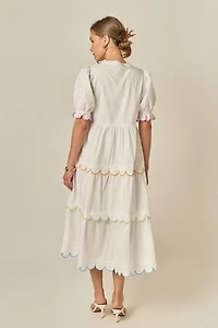 English Factory Women's Contrast Scallop Edge Midi Dress