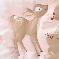 The Peanutshell Pink and White Fairytale Forest Crib Bedding Set for Baby Girls, 3 Piece Nursery Set
