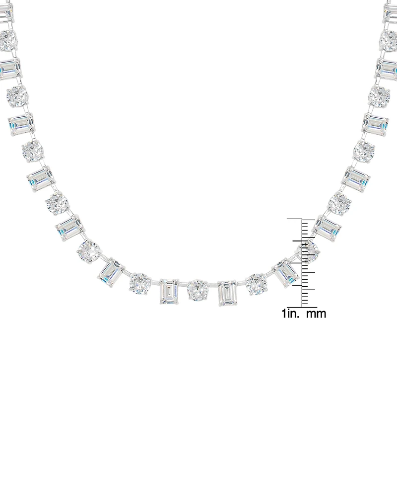 Macy's Cubic Zirconia Multi Shaped Tennis Necklace 18" in Fine Silver Plate