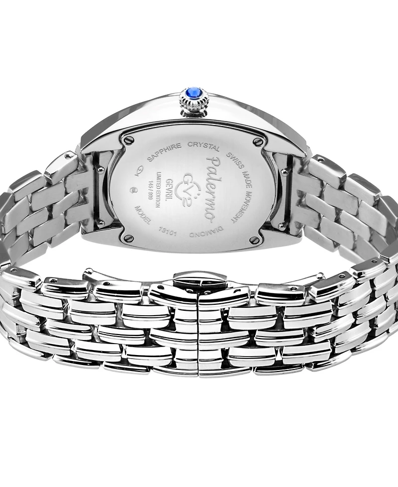 GV2 by Gevril Women's Palermo Swiss Quartz Silver-Tone Stainless Steel Watch 35mm