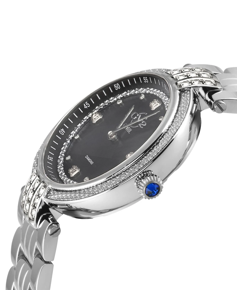 GV2 by Gevril Women's Matera Swiss Quartz Silver-Tone Stainless Steel Watch 35mm