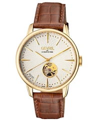 Gevril Men's Mulberry Swiss Automatic Brown Leather Watch 42mm