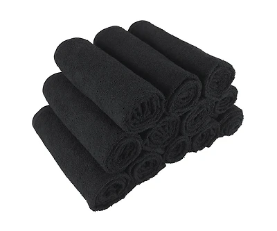 Bleach-Safe Cotton Salon Towels (12 Pack), Full 16x28 in., Solid Color, Absorbent Hair Drying Towel, Perfect for and Spa