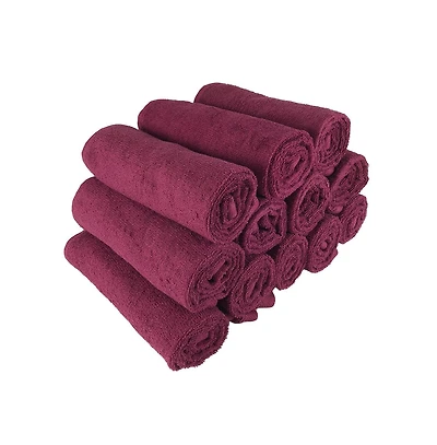 Bleach-Safe Cotton Salon Towels (12 Pack), Full 16x28 in., Solid Color, Absorbent Hair Drying Towel, Perfect for and Spa