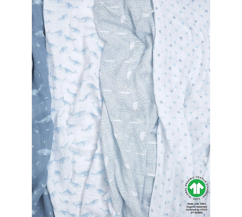 aden by aden + anais Essentials Oceanic Muslin Swaddles, Pack of 4