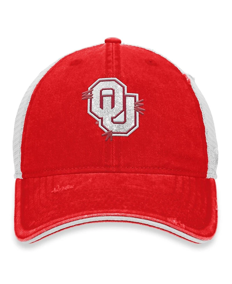 Women's Top of the World Crimson, White Oklahoma Sooners Radiant Trucker Snapback Hat