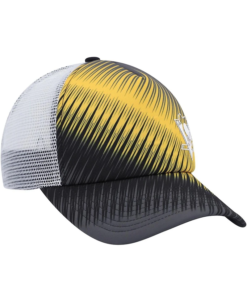 Women's adidas Black, White Pittsburgh Penguins Graphic Foam Trucker Snapback Hat