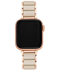 Anne Klein Women's Rose Gold-Tone Alloy Metal and Cream Silicone Bracelet designed for Apple Watch 42mm (Series 1-3 only) & 44/45/46/49mm (Ultra & Ult
