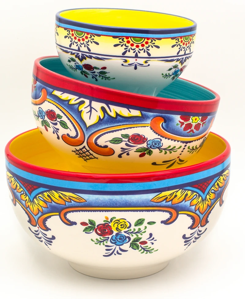 Euro Ceramica Zanzibar Nesting Bowls, Set of 3