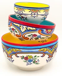 Euro Ceramica Zanzibar Nesting Bowls, Set of 3