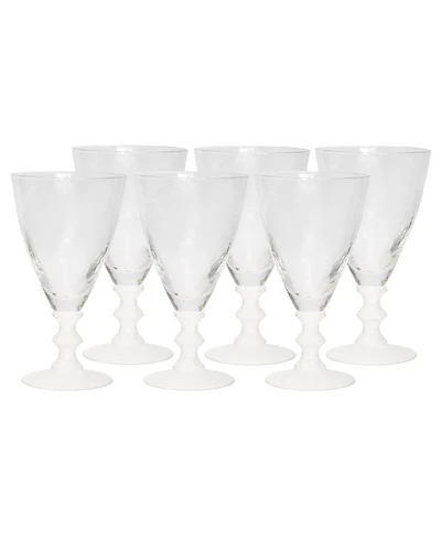 White Stemmed Wine Glasses, Set of 6