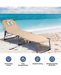 Costway Foldable Lounge Chair Adjustable Folding Recliner Beach Patio
