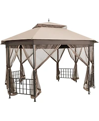 Costway 10'x12' Patio Gazebo Canopy Shelter Double Top Netting Sidewalls