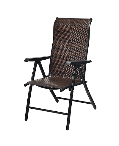 Patio Rattan Folding Chair Recliner Back Adjustable