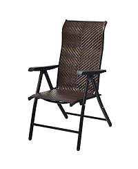 Patio Rattan Folding Chair Recliner Back Adjustable
