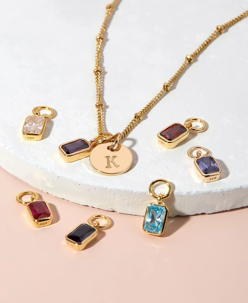 brook & york Cubic Zirconia 14K Gold-Plated Mackenzie Birthstone Charm