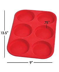 Mrs. Anderson's Baking Set of 2 Silicone 6-Cup Muffin Top Pan, Bpa Free, Non-Stick European-Grade Silicone, 13.18" x 9" x 0.6"