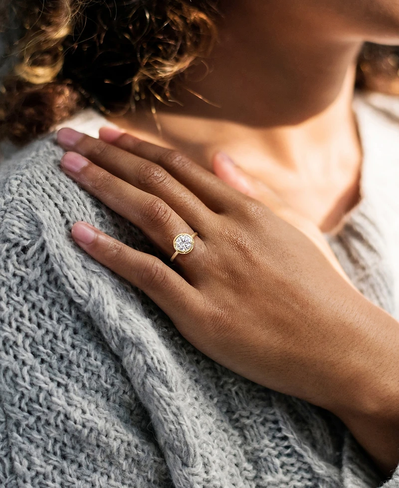 Lab-Grown Moissanite Round Frame Ring (1-7/8 ct. t.w.) 10k Gold