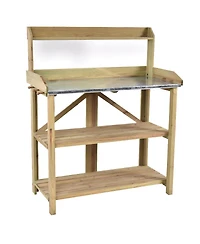 Outdoor Garden Wooden Potting Work Bench Station Planting Workbench W/ 3 Shelf
