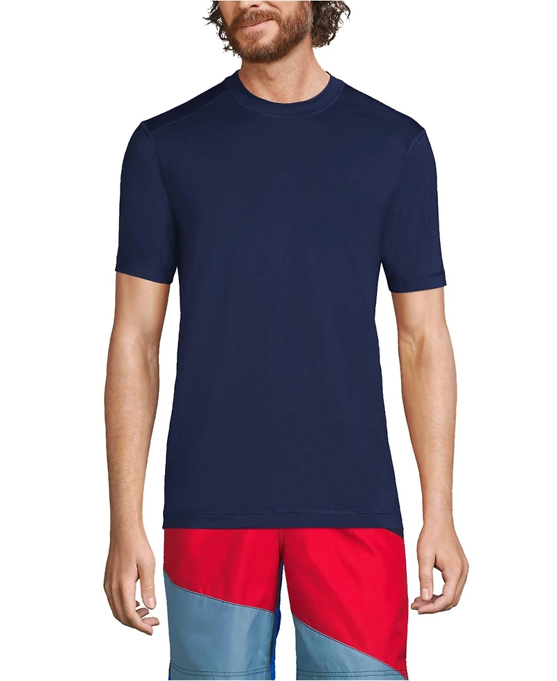 Lands' End Men's SunShade Upf 50 Short Sleeve Swim Tee Cooling Rash Guard
