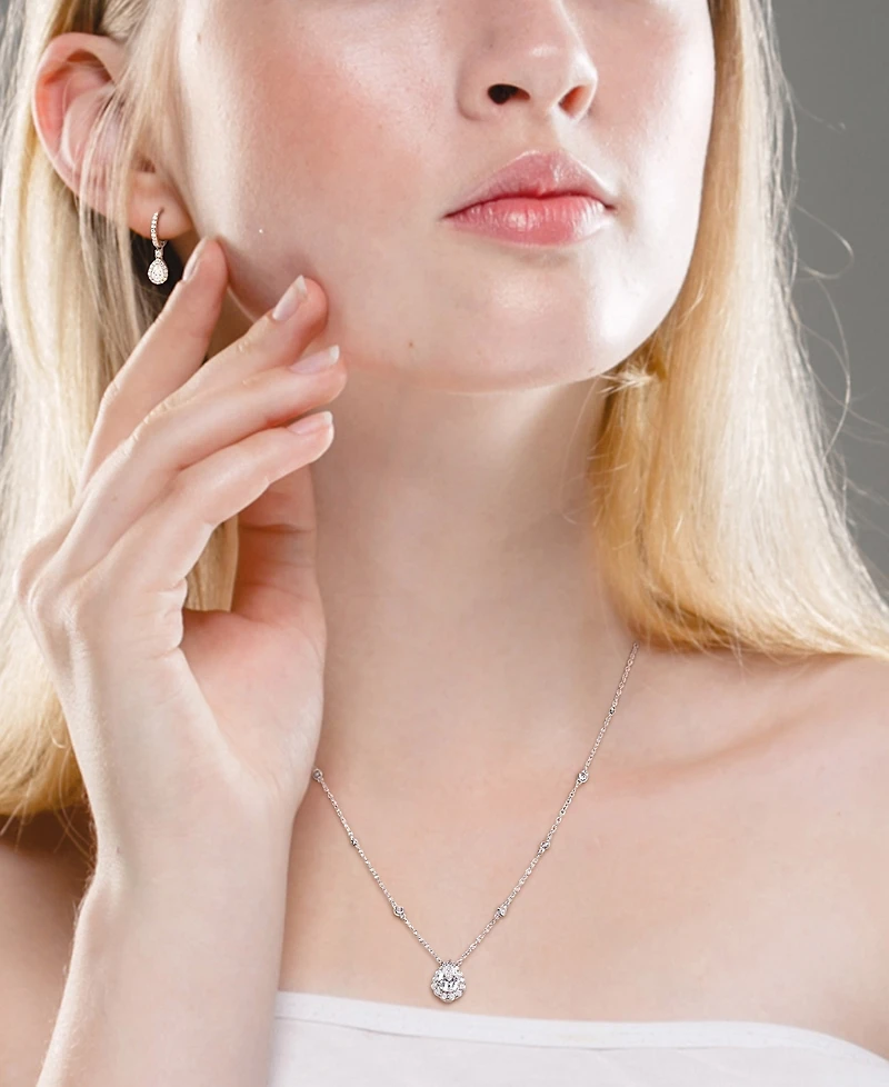 2-Pc. Set Moissanite Pear Halo Pendant Necklace and Drop Earrings (2-7/8 ct. t.w.) in Sterling Silver